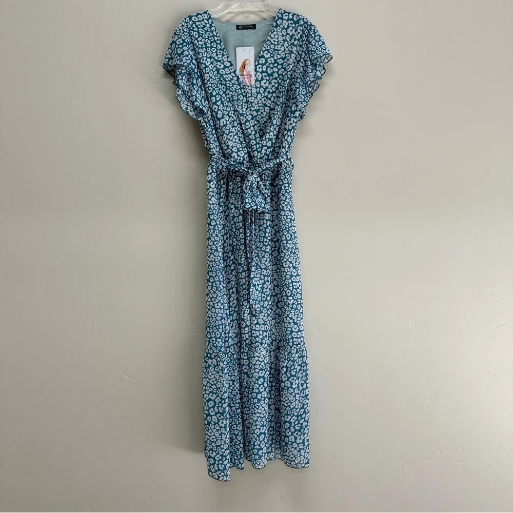 NEW Short Sleeve Ruffle Maxi Dress Size M - Picture 4 of 13